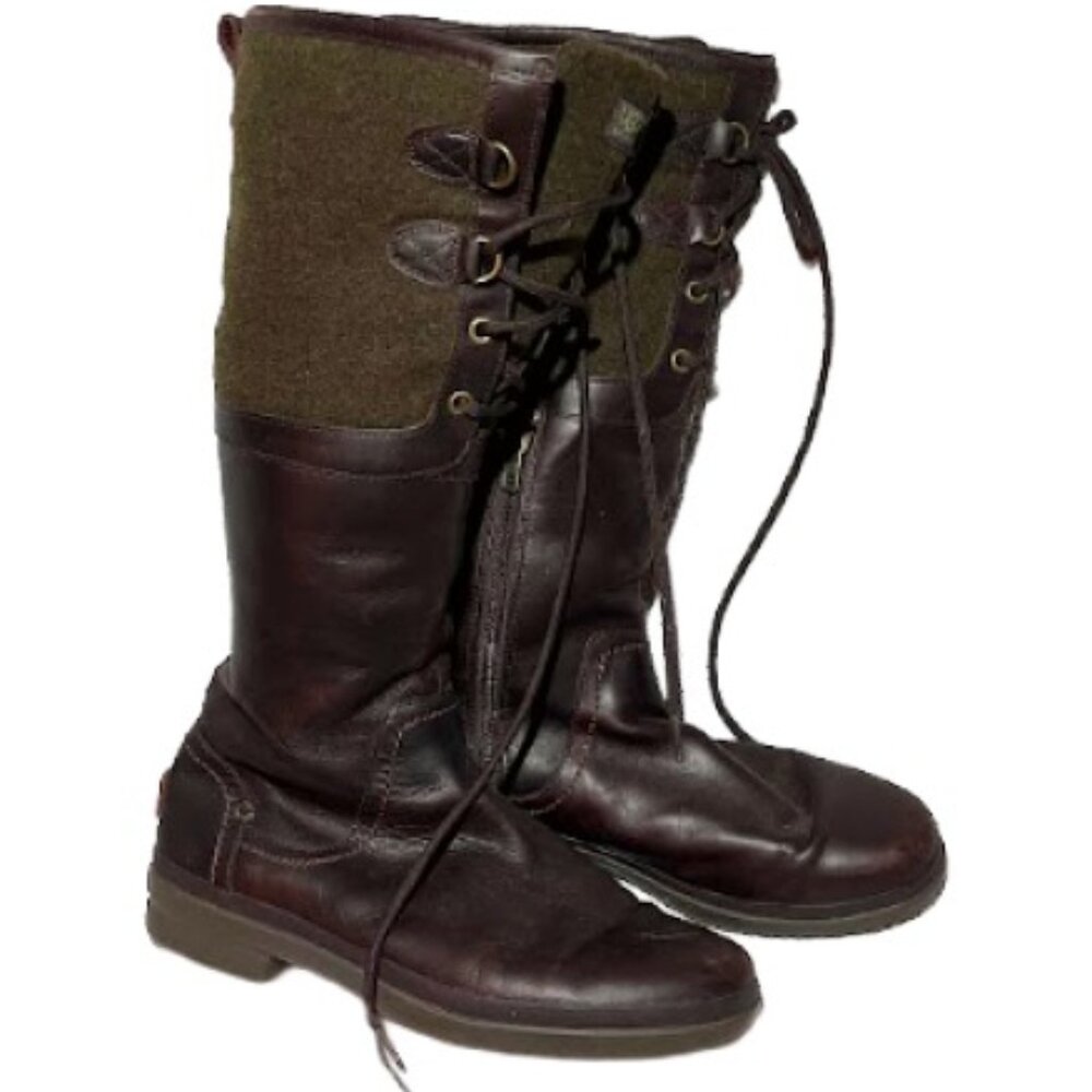UGG Elsa Tall Riding Boot Waterproof Wool Lined Lace Up Sz 8